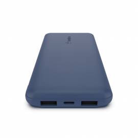 Batterie externe Bleue BOOST↑CHARGE™ 3 ports 10K avec câble USB-A vers USB-C