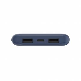 Batterie externe Bleue BOOST↑CHARGE™ 3 ports 10K avec câble USB-A vers USB-C