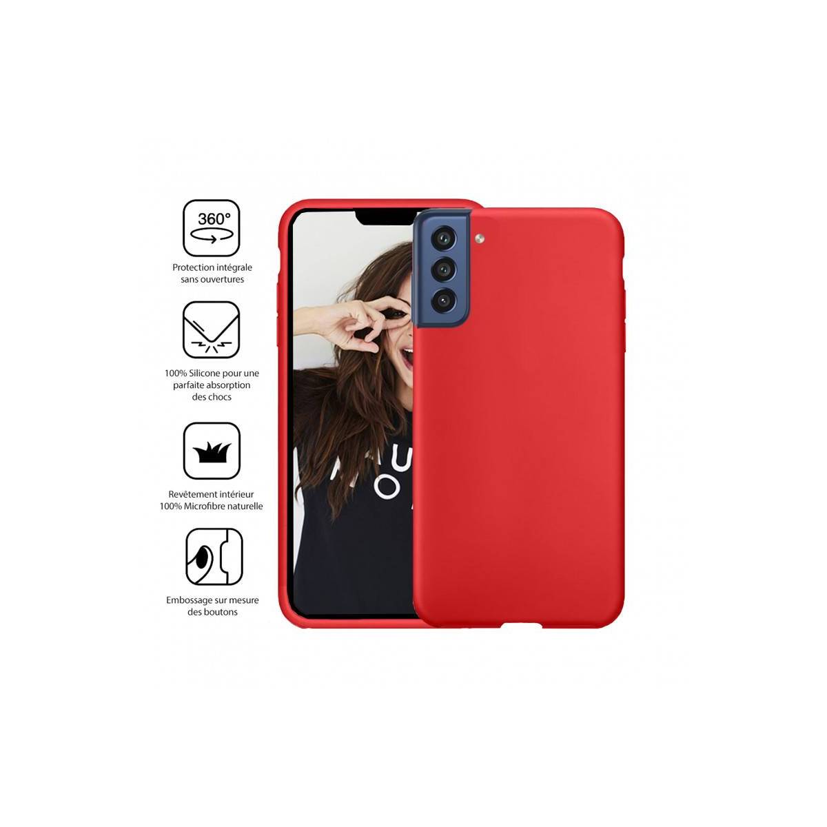 Coque soft touch rouge S21 FE