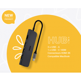 Hub USB-C vers 3 USB + 1 USB-C + 1 HDMI